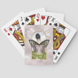 Butterfly Dreams Feminine Fantasy with Monogram Playing Cards