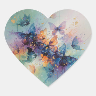 Butterfly Dreams in Bloom Heart Sticker