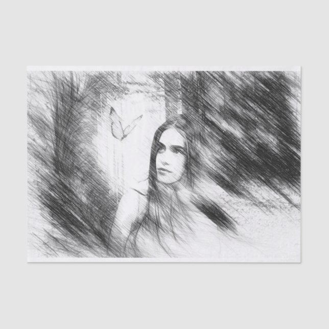 Butterfly Dreams in Charcoal Tissue Paper (Front)