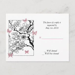 Butterfly Dreams: Japanese Inspired Art Dusty Rose Invitation Postcard