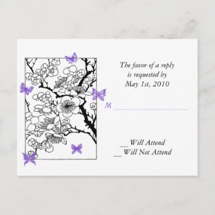 Butterfly Dreams: Japanese Inspired Art in Violet Invitation Postcard