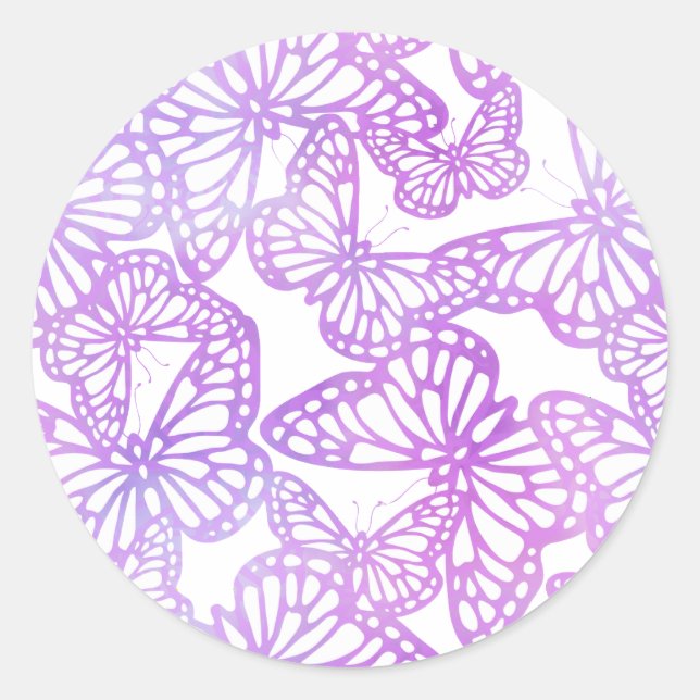 Butterfly Dreams (Lavender) Classic Round Sticker (Front)