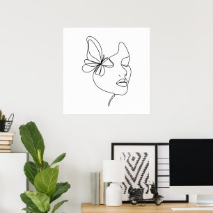 Butterfly Dreams – Minimalist Woman & Butterfly Poster
