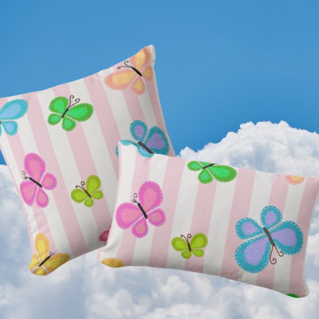 Butterfly Dreams Pink Stripe Cushion (So sweet and feminine!)