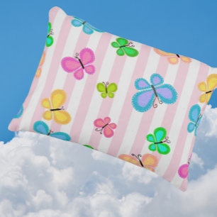 Butterfly Dreams Pink Stripe Decorative Cushion