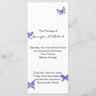 Butterfly Dreams: Violet Wedding Program Programme