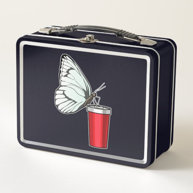 Butterfly Drinking mug Metal Lunch Box (Front)