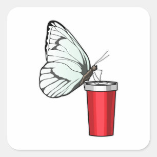 Butterfly Drinking mug Square Sticker