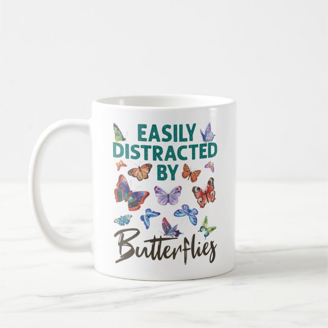 Butterfly Easily Distracted by Butterflies Coffee Mug (Left)