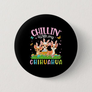 Butterfly Easter Eggs Basket Chillin With My Chihu 6 Cm Round Badge