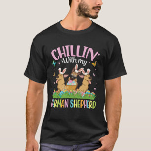 Butterfly Easter Eggs Chillin With My German Sheph T-Shirt
