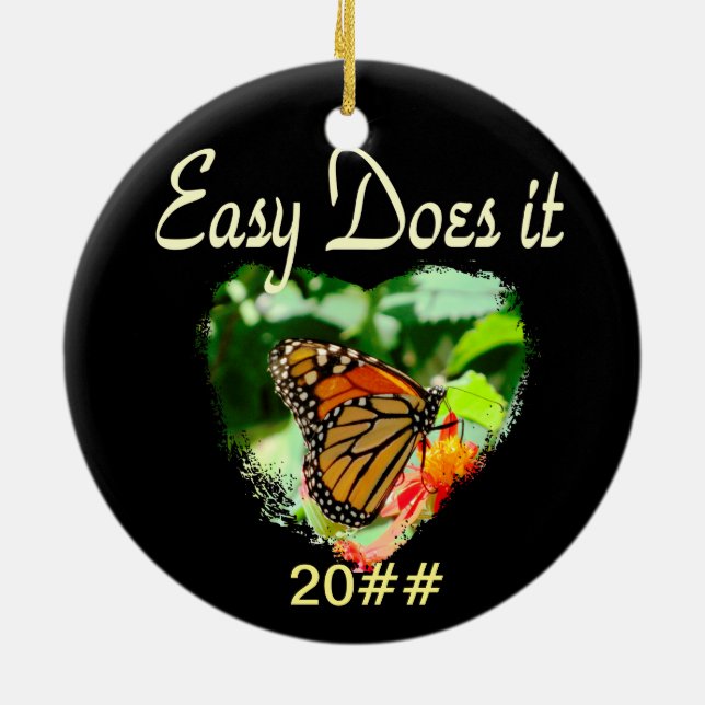 BUTTERFLY EASY DOES IT PHOTO CERAMIC TREE DECORATION (Back)