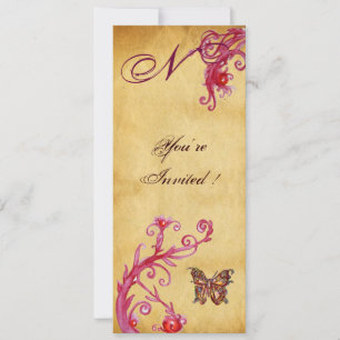 BUTTERFLY ELEGANT WEDDING PARCHMENT Monogram Invitation