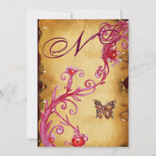 BUTTERFLY ELEGANT WEDDING PARCHMENT Monogram Invitation
