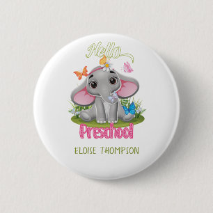 Butterfly Elephant Preschool Back to School    6 Cm Round Badge