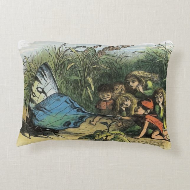 Butterfly Elf Artwork Cute Elves Butterflies Decorative Cushion (Back)