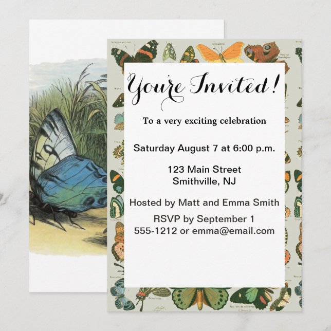 Butterfly Elf Artwork Cute Elves Butterflies Invitation (Front/Back)