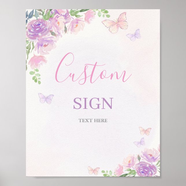 Butterfly Enchanted Baby Shower customised Poster (Front)