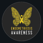 Butterfly Endometriosis Awareness Month Classic Round Sticker<br><div class="desc">butterfly endometriosis awareness month endo support ribbon</div>