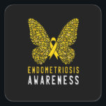 Butterfly Endometriosis Awareness Month Square Sticker<br><div class="desc">butterfly endometriosis awareness month endo support ribbon</div>
