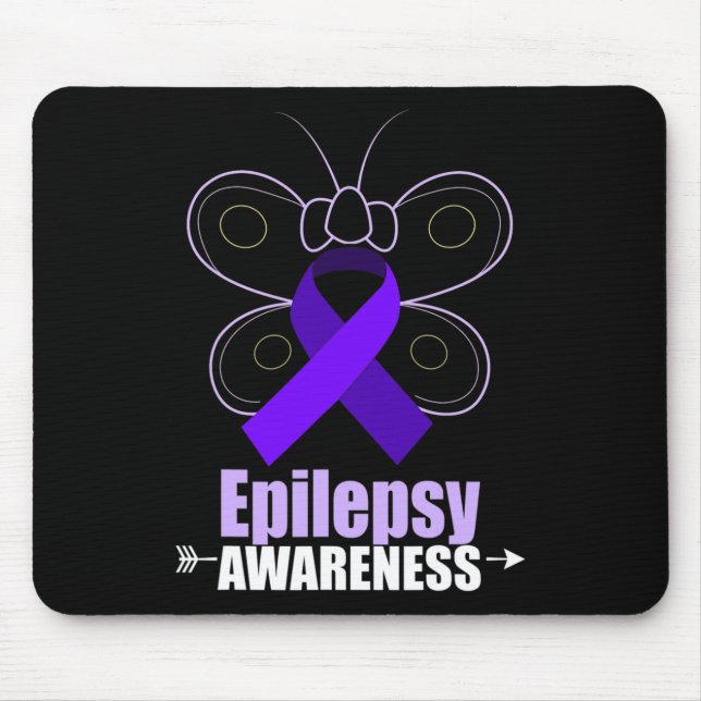 Butterfly Epilepsy Ribbon Epilepsy Disorder Awaren Mouse Mat (Front)