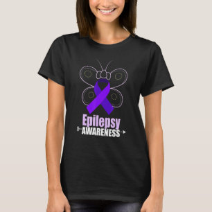 Butterfly Epilepsy Ribbon Epilepsy Disorder Awaren T-Shirt