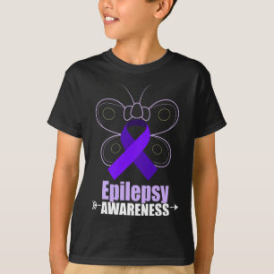 Butterfly Epilepsy Ribbon Epilepsy Disorder Awaren T-Shirt