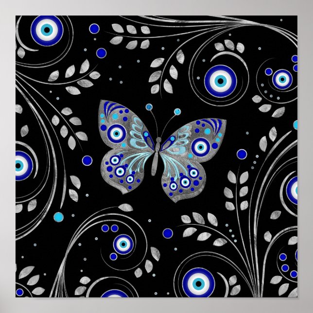 Butterfly Evil Eye Ornament Poster (Front)