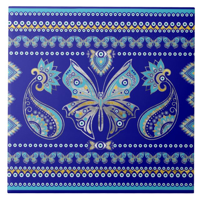 Butterfly Evil Eye Ornament Tile (Front)