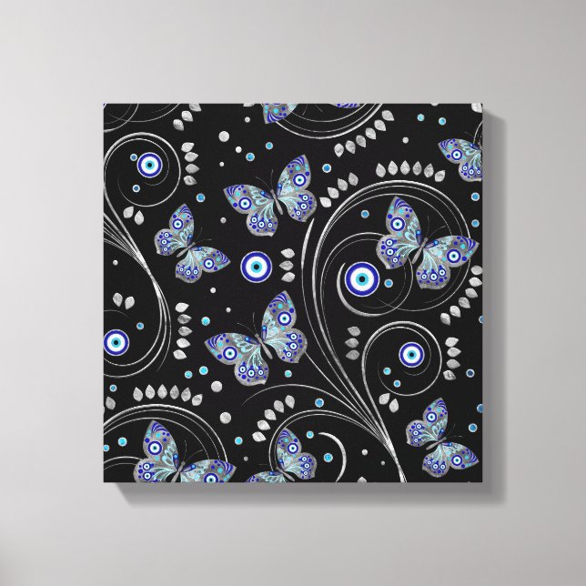 Butterfly Evil Eye Pattern Canvas Print (Front)