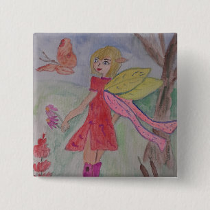 Butterfly Fairy  15 Cm Square Badge