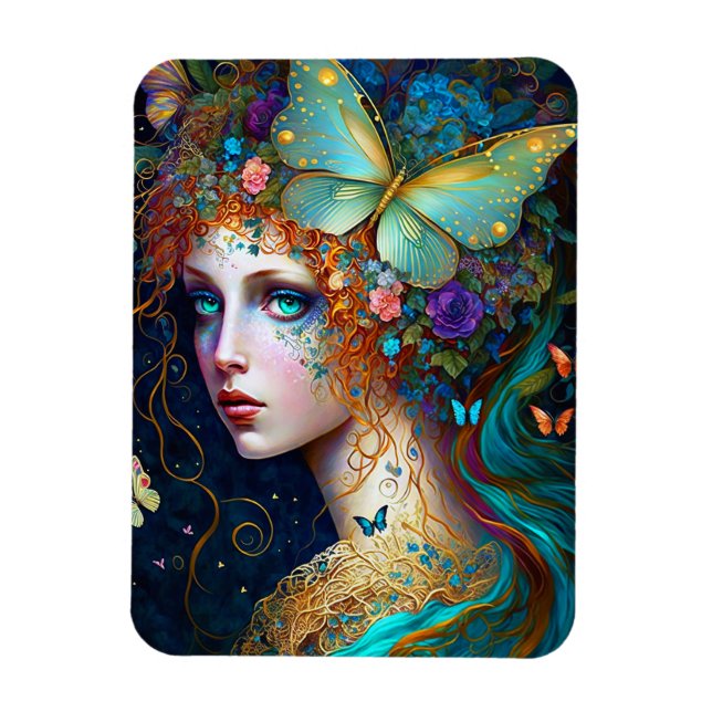 Butterfly Fairy Elf Lady Fantasy Art Magnet (Vertical)