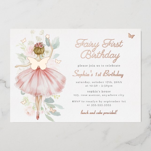 Butterfly Fairy First 1st Birthday (Front)