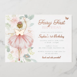 Butterfly Fairy First 1st Birthday Gold 