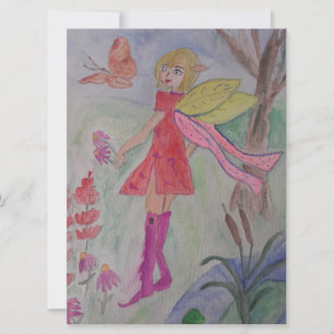 Butterfly Fairy Flat Greeting Card