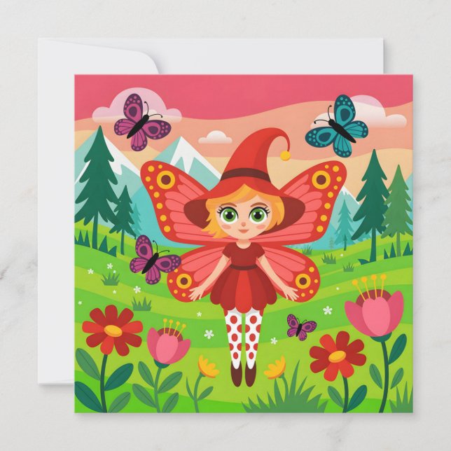 Butterfly Fairy Illustration in Whimsical Forest (Front)