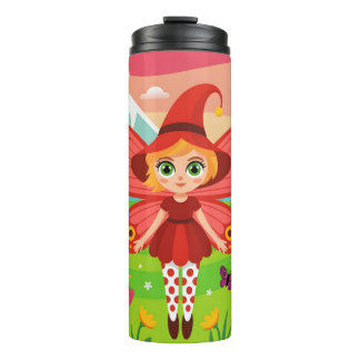 Butterfly Fairy Illustration in Whimsical Forest Thermal Tumbler