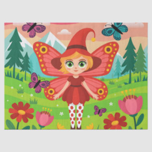 Butterfly Fairy Illustration in Whimsical Forest Tissue Paper