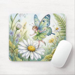 Butterfly Fairy In a Daisy Garden Mouse Mat