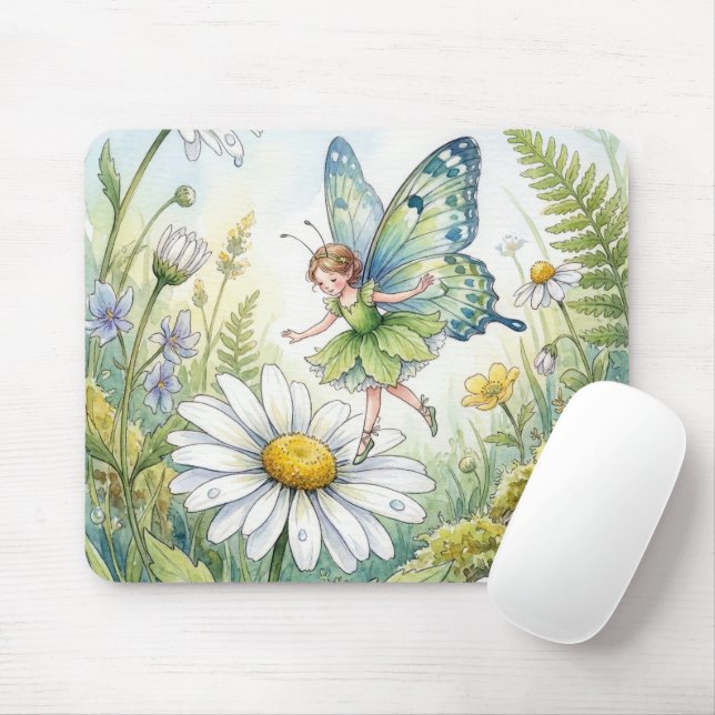 Butterfly Fairy In a Daisy Garden Mouse Mat (With Mouse)