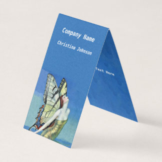 Butterfly Fairy Monarch Wings Golden Dress Blue Business Card