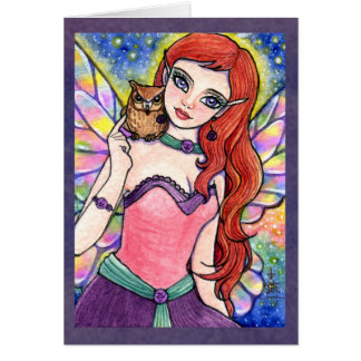 Butterfly Fairy Owl Fantasy Card by Ann Howard