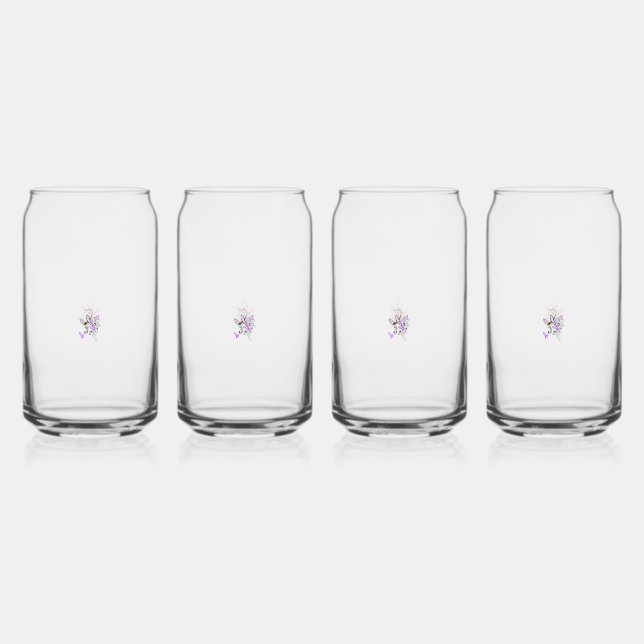 Butterfly Fairy Tattoo Vector – Vintage Floral Art Can Glass (Front)