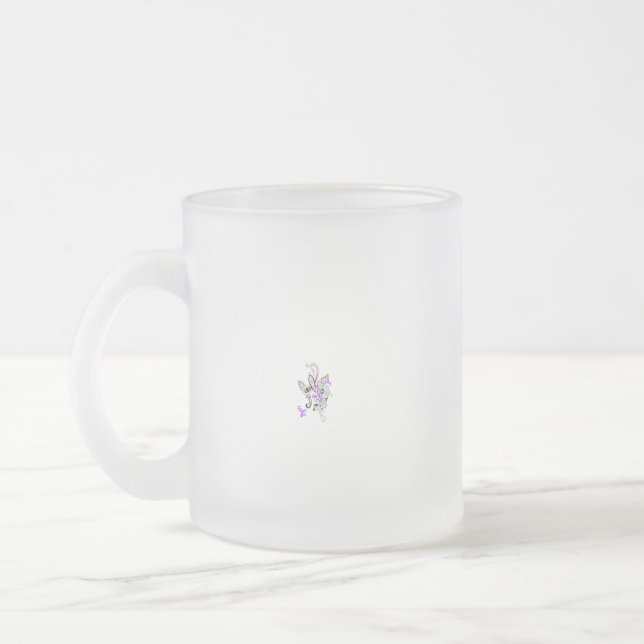 Butterfly Fairy Tattoo Vector – Vintage Floral Art Frosted Glass Coffee Mug (Left)