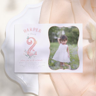 Butterfly Fairytale Floral Girl Photo Birthday Invitation