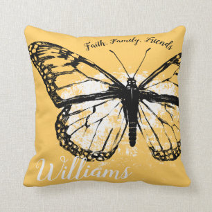 Butterfly Faith Family Friends Inspirational Peach Cushion