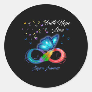 Butterfly Faith Hope Love Alopecia Awareness 1 Classic Round Sticker