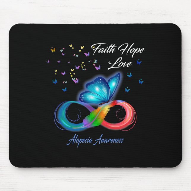 Butterfly Faith Hope Love Alopecia Awareness 1 Mouse Mat (Front)