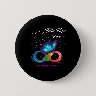 Butterfly Faith Hope Love Brain Aneurysm Awareness 6 Cm Round Badge