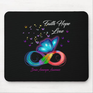 Butterfly Faith Hope Love Brain Aneurysm Awareness Mouse Mat